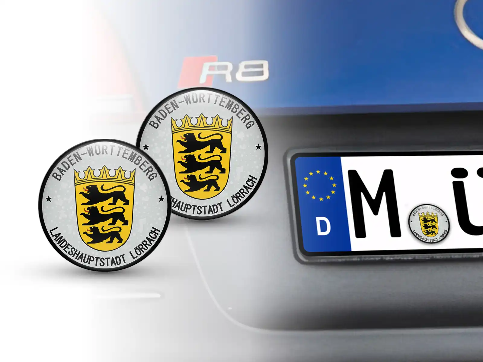 TÜV Plakette Landeshauptstadt Lörrach Nummernschild Plakette